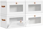 DIMJ Storage Bins with Lids - 4 Pack Large Fabric Closet Organizer with Window & Handles, Collapsible Decorative Storage Boxes for Shelves Under Bed, Books Clothes Blankets Sweaters Organization by DiMJ