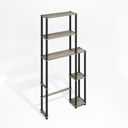 Furinno Turn-N-Tube Over The Toilet Storage, 5-Shelf Over The Toilet Organizer, Freestanding Space Saver Bathroom Shelf, for Bathroom Organizers and Storage, Grey Oak - Image 4