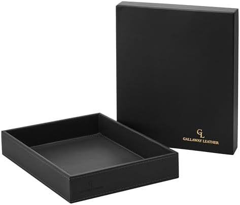 GALLAWAY LEATHER Valet Tray for Men - Nightstand Organizer EDC Tray for Wallet and Keys - Dresser Leather Catchall Dump Key Tray - Bedside Table Tray Organizer Key Bowl for Entryway Table (Black) - Image 4