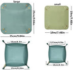 Valet Tray 2 Size Combined PU Leather Jewelry for Women and Man Portable Catchall Travel Storage Dish Plate Key Desk Organizer Phone, Keys, Glasses, Wallet, Ring (Light Bule+Light Green) - Image 2