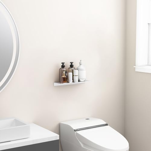 Danpoo 12 inch Metal Wall Shelf Small Floating Shelf for Wall Organizer & Storage, Display Shelf for Bathroom, Living Room, Kitchen, Bedroom(Silver) - Image 5