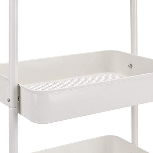 Amazon Basics 3-Tier Rolling Utility Cart, Storage Organizer, Lockable Wheels, Multifunctional Storage, Portable Mobile Shelving Unit, White - Image 2