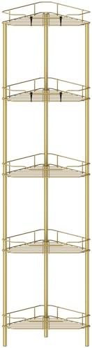 HuggieGems Metal Floor Standing Corner Shower Caddy, Gold, 5 Tier by HuggieGems