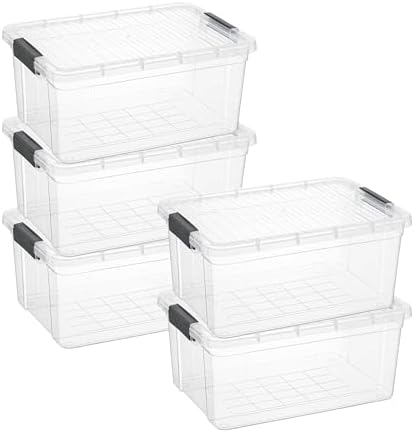 Superio 21 Quart Clear Plastic Storage Boxes with Lids, Stackable Organizer Containers, BPA-Free Storage Bins for Home, Office, School & Dorm, 5 Pack by Superio