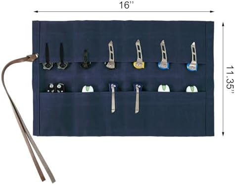 Knife Display Bag with 12 Slots Pocket Knives,Folding Knife Holder Organizer,Tactical Outdoor for EDC Mini Knife Bags,Knives Roll Collection Protector Bag - Image 2