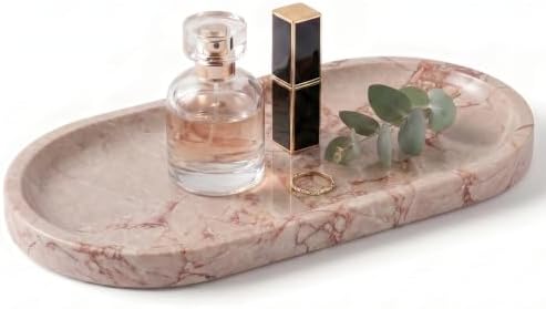 YKAJO Calacatta Viola Pink Oval Marble Tray, 9.8x4.7 Vanity Organizer Dish by YKAJO