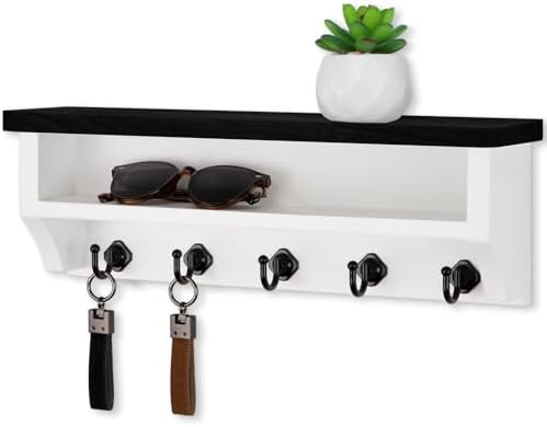 Nekon Key Holder Wall Mount, Wall Organizer Shelf with 5 Key Hooks by NekonDesign