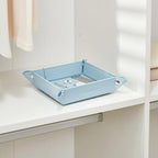 UnionBasic Small Jewelry Tray for Rings Watches Earrings, Entryway Catchall Caddy for Coins Keys Change, Nightstand Bedside Valet Holder, Trays for Electronic Gadgets, Lychee Pale Blue - Image 5