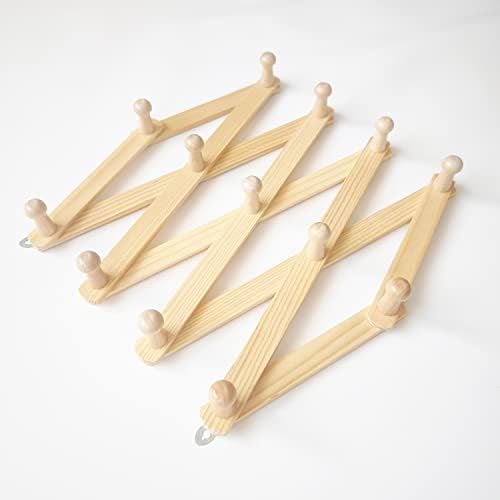 AMAPON Accordion Wall Hanger Expandable Coat Hat Rack13 Peg Hook Mug Cap - Image 3