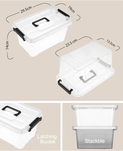 AREYZIN Plastic Storage Bins With Lids,6 Pack Storage Organizer Bins,7 Quart Stackable Storage container with Lid and Gray Handle Buckle Easy for Home Office Organization, with White Lids - Image 2