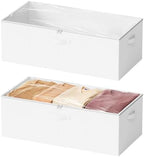 SpaceAid 2 Pack 10" High Under Bed Storage Containers, Large Underbed Storage Organizer Bins with Lids for Bedroom, Dorm, Clothes, Closet Organization, Bed Sheets and Blankets (White) by SpaceAid