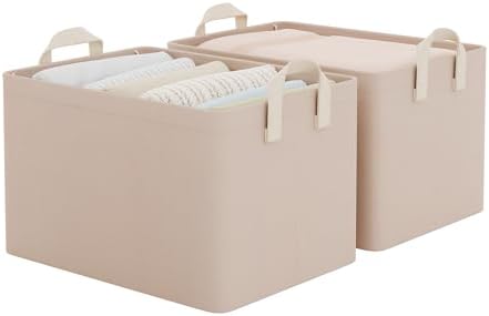 StorageWorks Fabric Storage Bins, Closet Bins, Light Brown, 2-Pack by StorageWorks