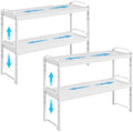 4 Pack Kitchen Cabinet Shelves Organizers, Kitchen Counter Storage Shelf Spice Rack, Expandable Length, Adjustable Height, Stackable, Sturdy 30LBS Bearing, Small Cupboard Tabletop Organizer Shelf Rack by X-cosrack