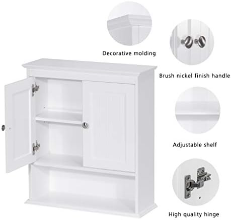 Spirich Bathroom Wall Cabinet with Beadboard Doors, White Medicine Cabinet - Image 5