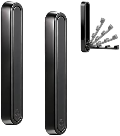 4.33 in Extended Folding Coat Hooks, 2 Pack Black Wall Hooks, Zinc Alloy by Dntorx
