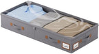 FHSQX Under Bed Storage Container 4.5 Inches Low Profile Under-bed Organizer Bins Slim Under Couch Storage Box Ideal For Seasonal Clothes Blankets Towel Fabric (1, Drak Grey, 31.5 * 17 * 4.5in) by FHSQX