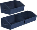 Homsorout Closet Baskets for Shelves Trapezoid - Decorative Storage Baskets with Handle, Closet Bins for Organization, Shelf Storage Bins for Clothes, Books, Home, Office, 3 Pack, Navy Blue by Homsorout