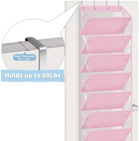 AOODA 10 Tier Clear Over the Door Shoe Organizer Storage, Deep Pockets Large Hanging Shoe Rack for Closet Door, Fit 20 Pairs Shoe Holder Hanger for Sneakers, Boots (Pink) - Image 6