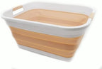 SAMMART 41L (10.8 gallon) Collapsible Plastic Laundry Basket - Foldable Pop Up Storage Container/Organizer - Portable Washing Tub - Water capacity: 32L (8.4 gallon) (Rectangular, White/Beige) - Image 7