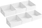 DIMJ Closet Storage Bins 6 Pack - Fabric Trapezoid Organizer Bin, Foldable Storage Baskets for Shelves, Closet Shelf Organizer, Clothing Storage Box for Toys, Books, Towel, Clothes, White by DiMJ