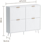 Shoe Cabinet Storage,Modern Freestanding Organizer with 4 Flip Drawers,Narrow Shoe Rack Cabinet for Entryway,White - Image 2