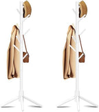8-Hook Freestanding Coat Rack 3 Adjustable Heights White 2PCS by Azaeahom