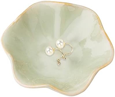 Binoster Ceramic Jewelry Dish,Leaf Jewelry Tray Key Tray,Small Ring Dish Holder Jewelry Plate Trinket Tray Catchall Tray Nightstand Decor For Entryway Green Table Room Decor by WELOCMETOBINOSTER