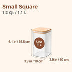 ComSaf Square Glass Containers with Lids 1.2 Qt, Set of 4 Pantry Glass Jars - Image 2