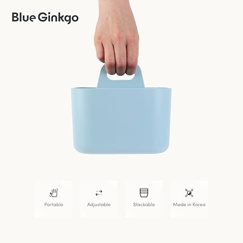 BLUE GINKGO Stackable Organizer Caddy, Square, Blue, Made in Korea - Image 5
