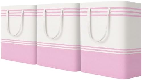 TranquilRelax 3-Pack Laundry Basket, Laundry Hamper, Pink-125L by Unknown