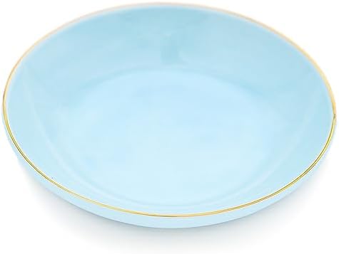 HANKOR 4.75" Ceramic Jewelry Tray, Small Ring Dish Holder Trinket Tray, Catch All Trays for Ring Earring Necklace Key, Christmas Gifts for Women Girls (Light Blue) by HANKOR