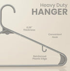 Utopia Home Plastic Hangers 20 Pack – Built-in Strap Hooks Grey - Image 2