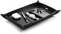Main Street Forge Leather Valet Tray for Men – Rustic EDC Organizer for Keys, Phone & Wallet – Made in USA – Midnight Black by MainStreetForge