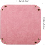 Valet Tray Desktop Storage Organizer – Premium PU Leather Catchall Bedside Vanity Tray Nightstand Caddy Holder for Remote Controller, Keys, Phone, Wallet, Coin, Jewelry,Pink - Image 3