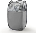 TECHMILLY Pop Up Foldable Laundry Basket, Mesh Laundry Hamper with Reinforced Handles for Dirty Clothes Storage in Dorm, Laundry Room, Bathroom, Grey(Fabric) by TECHMILLY