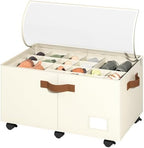 Foyego Shoe Organizer for Closet, Shoe Storage with Wheels, Beige by Foyego
