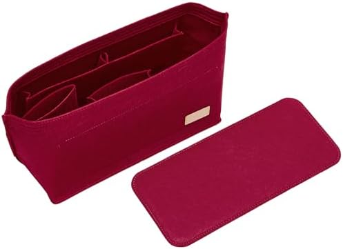 Doxo Purse Organizer Insert for Handbags & Base Shaper 2pc Set, Felt Neverfull MM Organizer Insert, Tote Bag Organizer with Zipper and Bottle Holder, Fit Speedy 30 Neverfull MM and More,Burgundy-L by Doxo