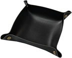 Valet Tray, Leather Tray, Small Catchall Tray, Foldable Jewelry Travel Organizer, Suitable for Travel, Storage, Nightstand, Home or Office (Black-S) by Banugo