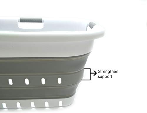 SAMMART Pack of 2 Collapsible Plastic Laundry Basket & Clothes Hamper, Comfort Non-Slip Handle, Foldable Storage Organizer with Space Saving Design, Portable Pop Up Container for Indoor and Outdoor - Image 4