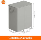 Lifewit Double Laundry Hamper with Lid, Removable Laundry Bags, Silver Gray - Image 5