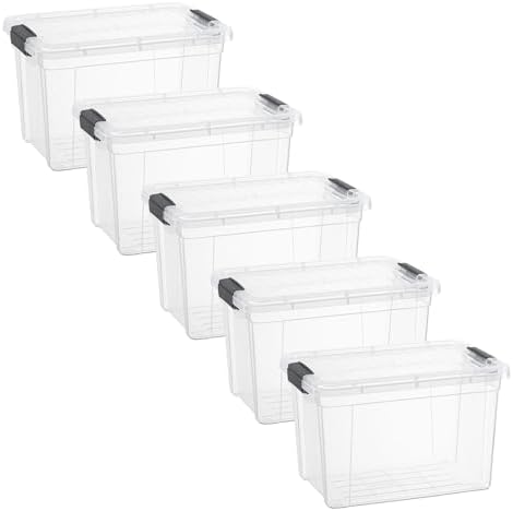 Superio 8.7 Quart Clear Plastic Storage Boxes with Lids, Stackable Organizer Containers, BPA-Free Storage Bins for Home, Office, School & Dorm, 5 Pack by Superio