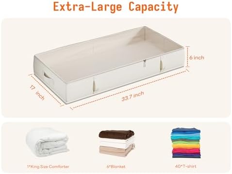 Side-Supported Under Bed Storage Containers, 8 Inch 80L Clothes Storage Bin | Underbed Storage Bin with Sturdy Handles and Sidewalls, Closet Organizer for Clothes, Blankets, Seasonal Items, Beige, 2 Pack - Image 5