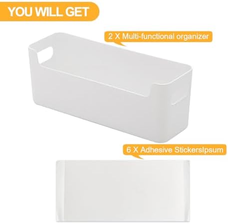 2 Pack Cabinet Organizer Storage, Adhesive Over Cabinet Door Organizer, No Drilling Space Saver Plastic Storage Containers Multi-Use for Kitchen Bathroom Office Bedroom, White - Image 2