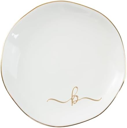 InnoBeta Jewelry Tray, Initial Ring Dish, Ceramic Trinket Dish, Letter B by InnoBeta