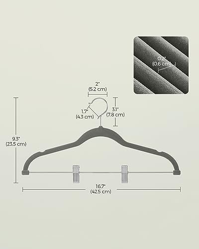 SONGMICS 20-Pack Pants Hangers, Velvet Hangers with Adjustable Clips - Image 6
