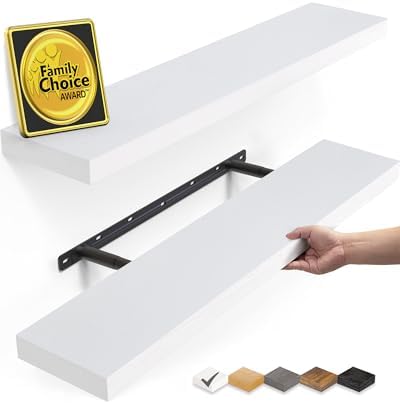 BAYKA White Floating Shelves 22.5in, Set of 2, Wall Mounted for Wall Decor by Bayka