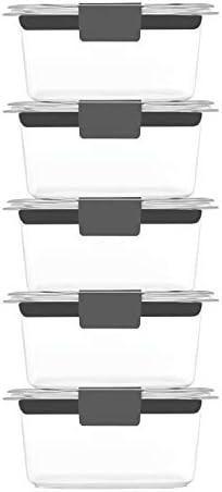 Rubbermaid Brilliance BPA-Free Food Storage Containers Multi Pack, 1.3 Cup Plastic Containers with Lids, 5 Pack, Leak Proof, Microwave & Dishwasher Safe - Image 2
