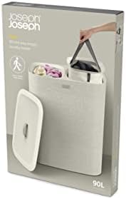 Joseph Joseph Tota 90 liter/23.8 gallon Laundry Hamper Separation Basket with lid, 2 Removable Washing Bags with Handles - Ecru - Image 6