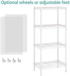 SINGAYE 4 Small Shelves Storage Shelf Wire Shelving Unit Metal Shelf Adjustable Organizers Storage Shelving with Wheels for Bathroom Laundry Room Kitchen Pantry11.5”D x 17.3”W x 44.5”H White - Image 4