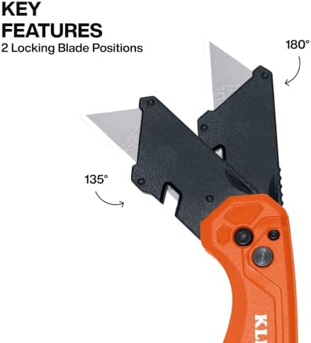 Klein Tools 44312 2-Piece Folding Utility Knife and Slide-Out Knife Set, FLICKBLADE, Retractable with On-Tool Blade Storage, Includes 5 Blades - Image 5